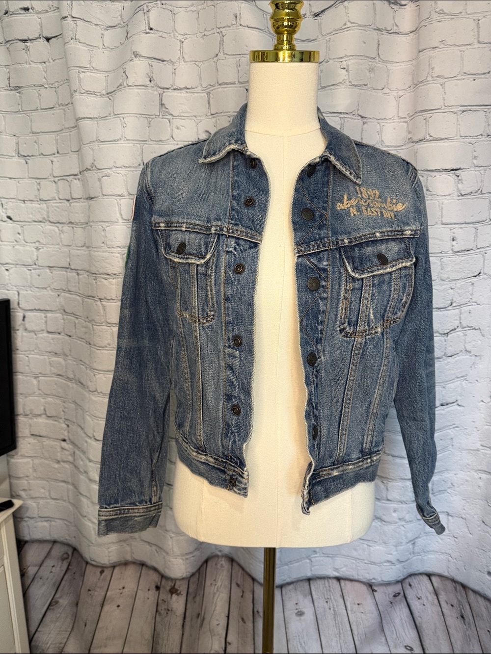 Abercrombie & Fitch Distressed Blue Denim Jacket
